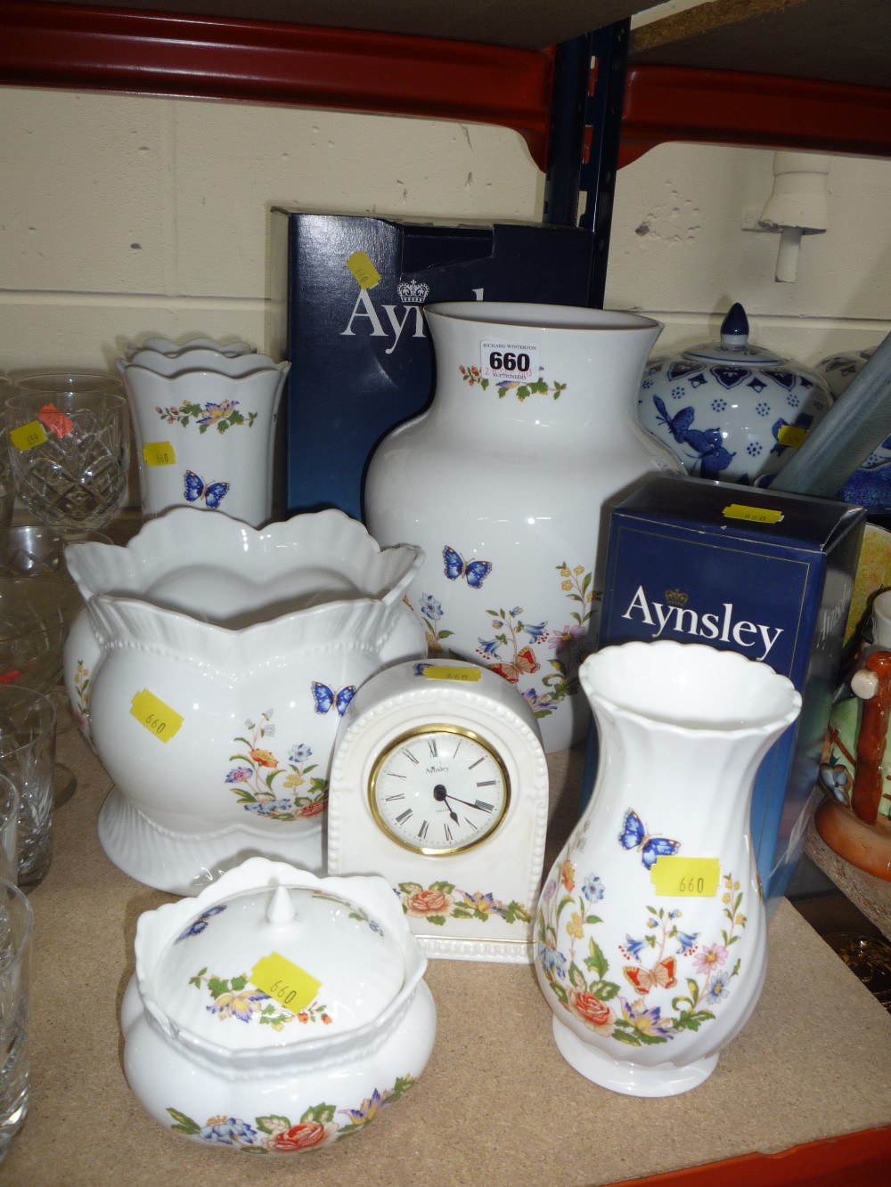 AYNSLEY `COTTAGE GARDEN` ORNAMENTS AND VASES, (some boxed) (s.d.) (7)