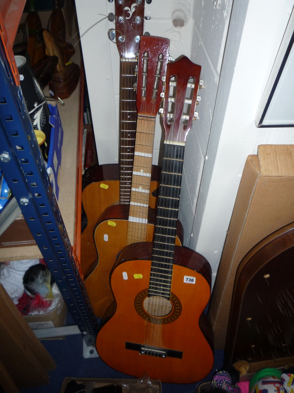 THREE ACCOUSTIC GUITARS, (one left-handed) (s.d.)