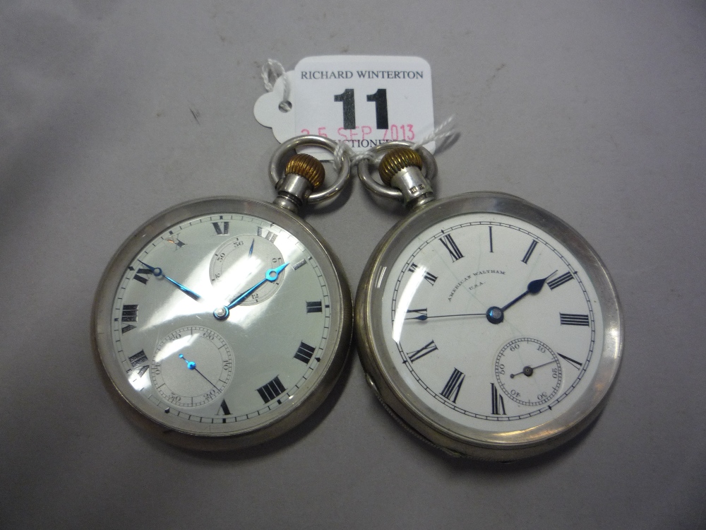 TWO SILVER POCKET WATCHES, (2)