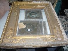 A 19TH Century gilt gallery picture frame and six stained glass panels (s.d.) (7)