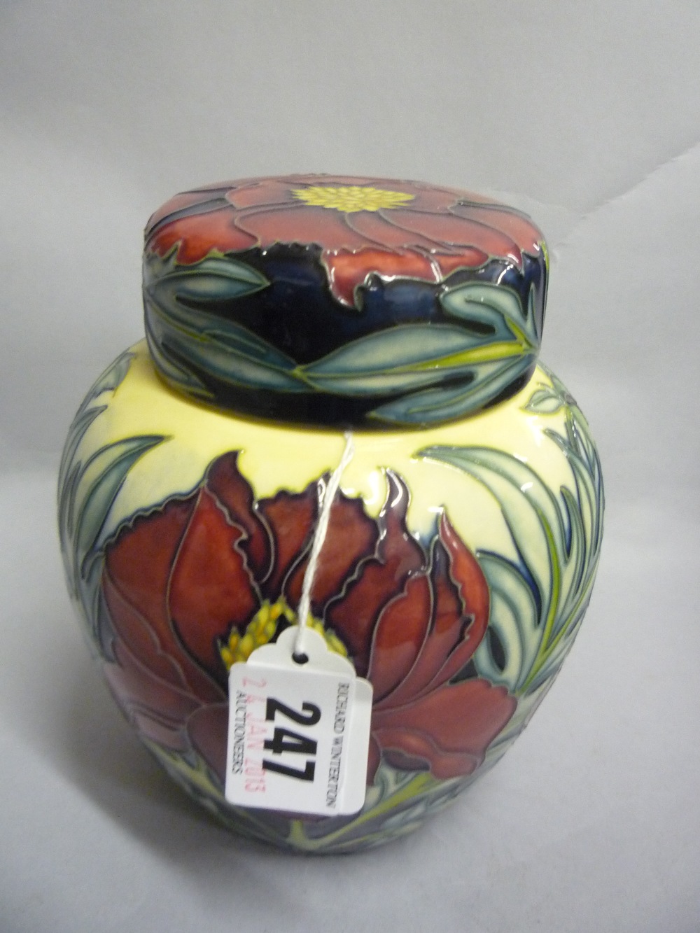 A boxed Moorcroft Pottery `Tree Peony` ginger jar, height 15cm