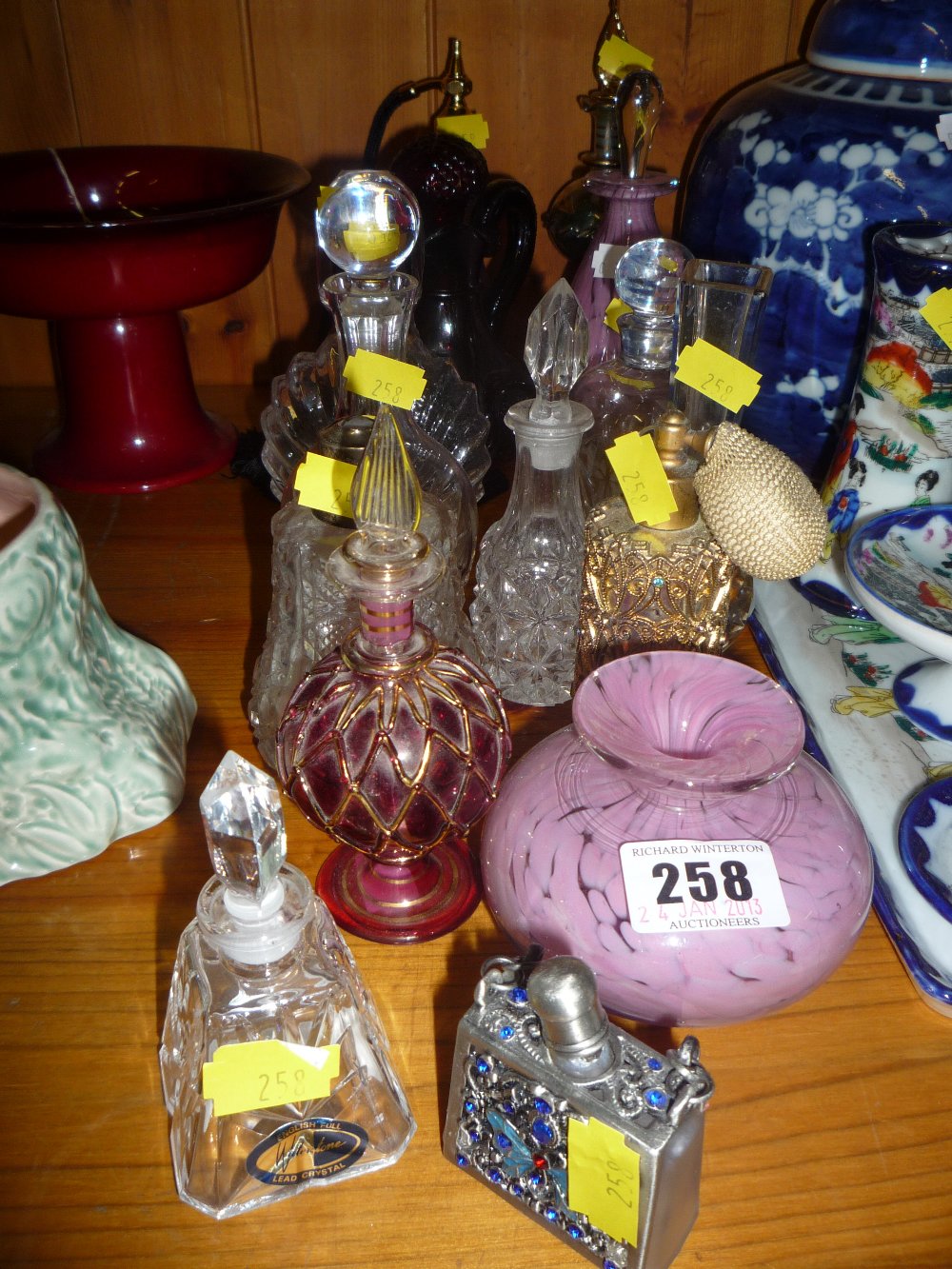 Various novelty glass scent bottles etc (15)