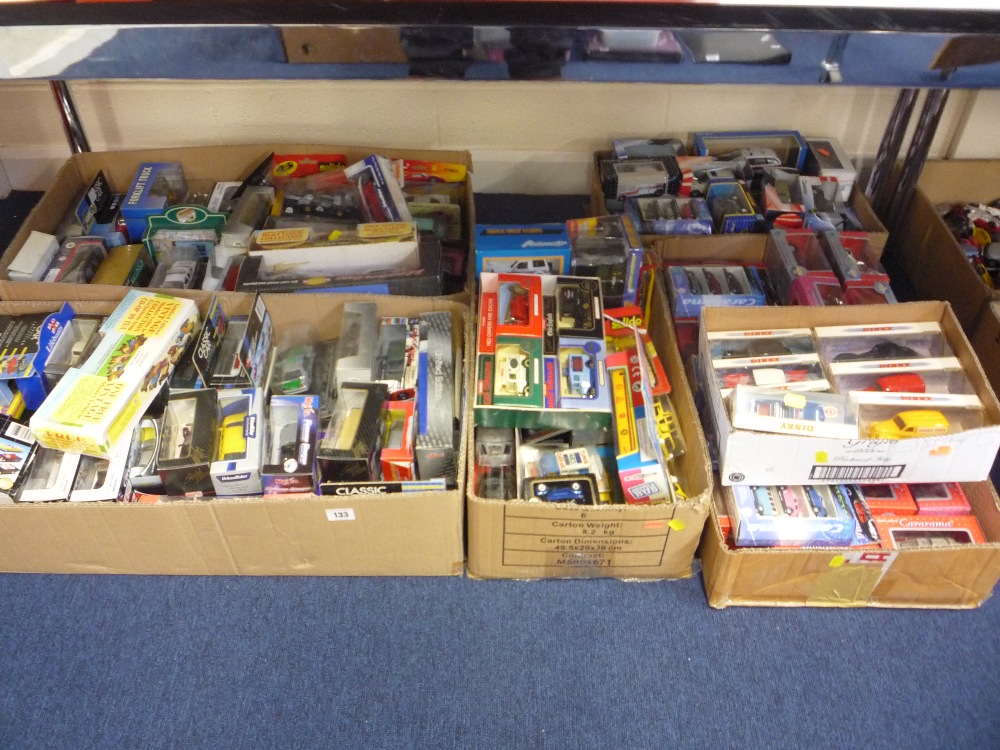 Six boxes of boxed die-cast vehicles including Dinky and Cararama