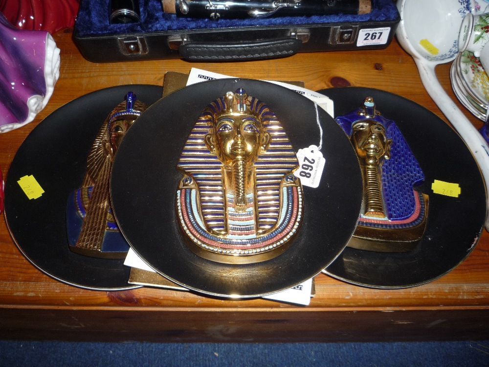 Three Limited Edition Osiris porcelain Egyptian collectors plates (one with certificate)