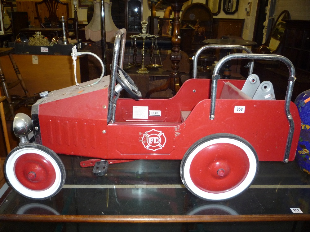 A Great Gizmos Ltd, tin plate pedal Fire Engine (some parts missing)