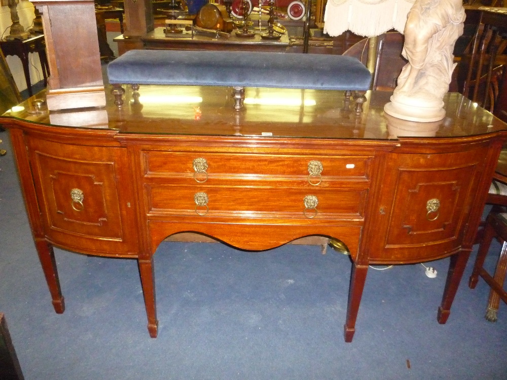 A large breakfront sideboard with separate glass top (similar to previous lot)