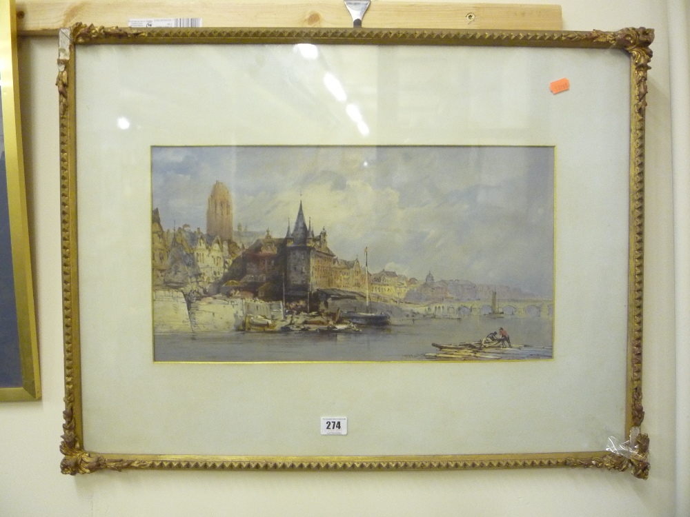 Callow, William RWS (1812-1908), View of Frankfurt, print dated 1857, gilt framed