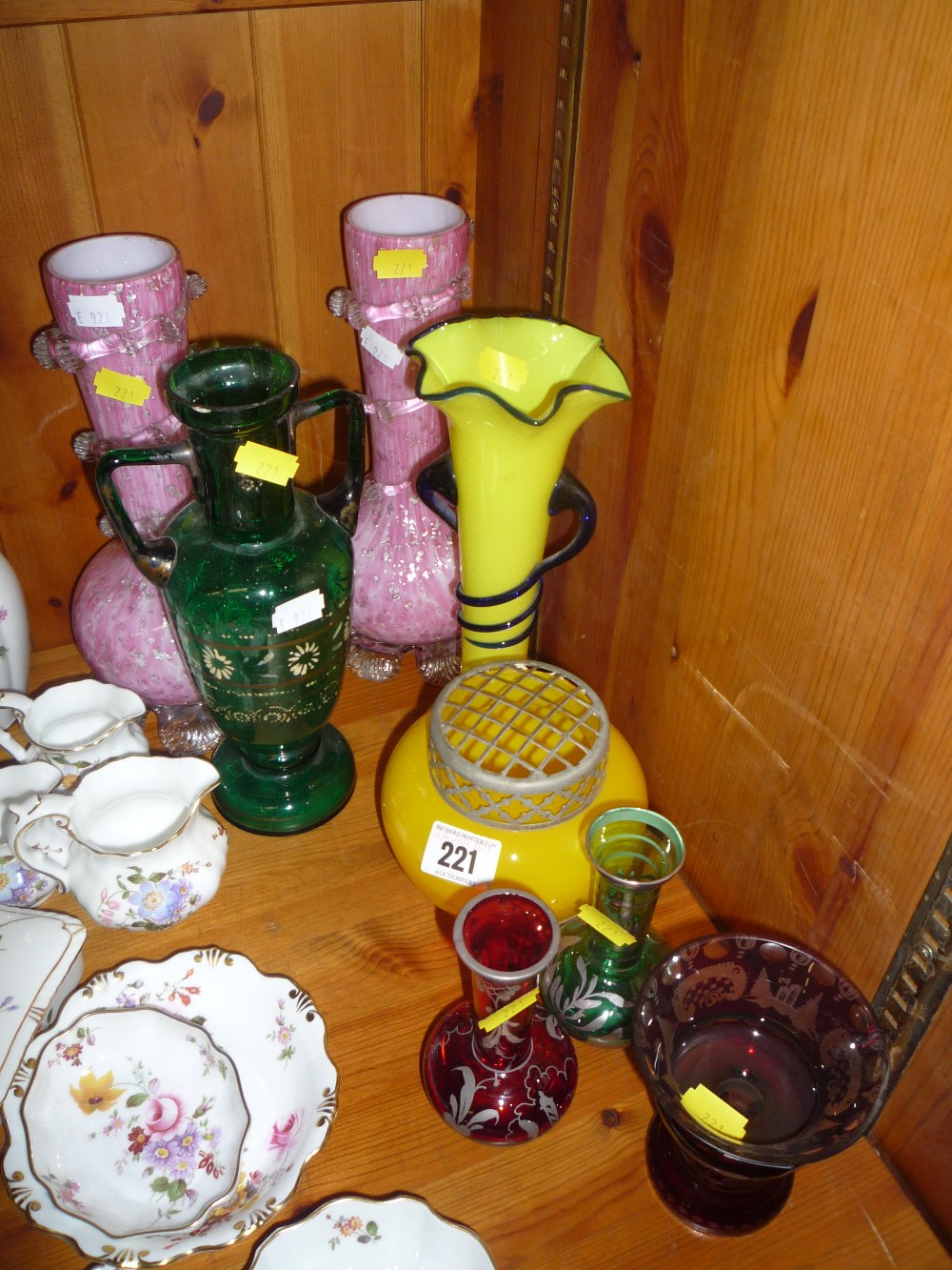 A group of Victorian and later coloured glass