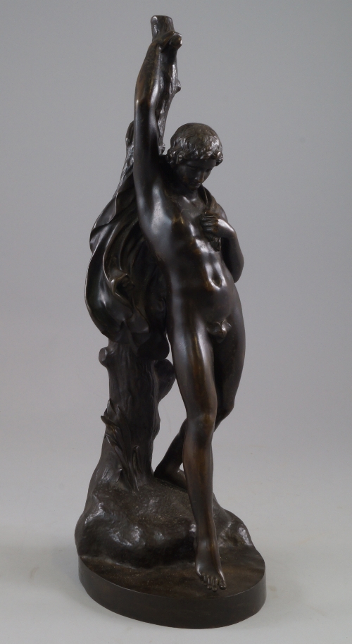 John Henry Foley (1818-1874), a bronze sculpture of a youth at a stream, c.1846, classical style