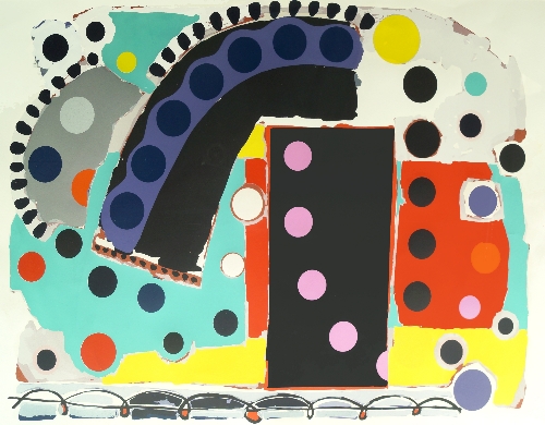 Harvey Morton Daniels, British b.1936- "Pink Dots"; screenprint in colours, signed, titled, numbered