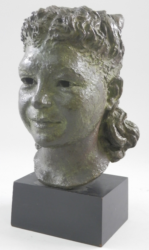 Benno Schotz ARSA, RSA, British, (1891-1984), a patinated bronze head of a girl, mid 20th century,