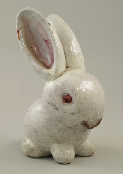 Attributed to Walter Bosse, Austrian, (1904-1979), a tin glaze terracotta model of a rabbit,