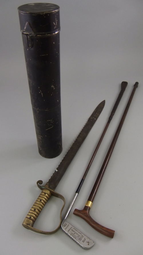 A Royal Pioneer corps short sword, late 19th / early 20th century, with serrated edge, 69cm wide;