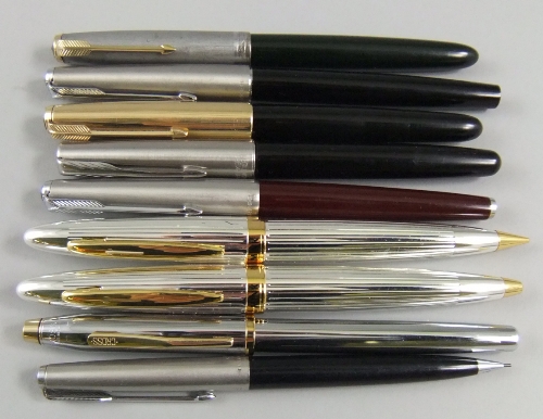 A collection of pens and pencils, mid/ late 20th century, to include Cross, Parker and Mink, (9).