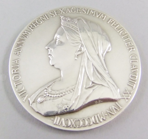 A Victoria 1897 Jubilee silver medallion, commemorating the Jubilee; dated 1897. Obverse: young