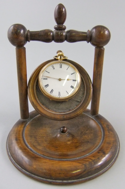 An 18k gold Swiss lever pocket watch (gross weight approx 43g) together with a 19th century turned