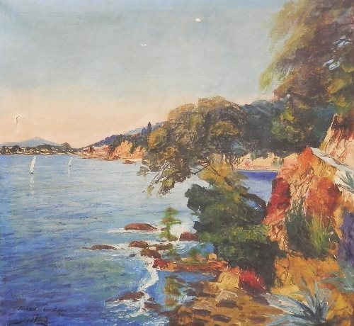Axel Lind, Swedish 1907-2011- "Toulon- Cap Braun"; oil on canvas, signed, titled and dated 36,