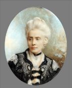 ENGLISH SCHOOL (19th/20th century) Portrait Miniature of an Elegant Lady Watercolour on ivory 6.5