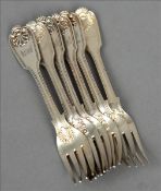 Six Victorian Shell, Fiddle and Thread pattern table forks, four hallmarked London 1836, maker`s