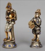 A pair of unusual late 19th century amphora figures One modelled taking snuff whilst holding a