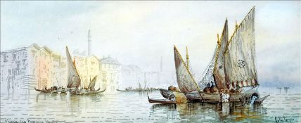 ANTON PURIGINI (19th/20th century) Italian Marina Con Braguzzo, Venice; and Giorgio Maggiore, Venice