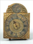 A 17th century style lantern clock The silvered bronze dial with Roman and Arabic numerals flanked