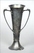 A George V Art Nouveau beaten silver vase, hallmarked London 1910, maker`s mark of Goldsmiths &