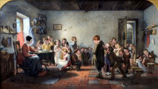 Attributed to THOMAS WEBSTER (1800-1886) British The Lively Classroom Watercolour 75 x 43 cms,