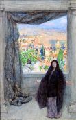 WILLIAM HATHERELL (1855-1928) British Woman at a Window, an Italianate Townscape Beyond