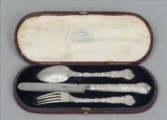 A Victorian three piece silver Christening set, hallmarked London 1849, maker`s mark of GA