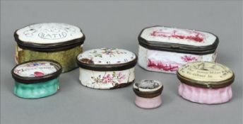 A 19th century patch box The lid inscribed A Trifle from Bath; together with five further