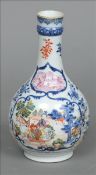 A 19th century Chinese bottle vase The slender neck above the bulbous body, decorated with figures