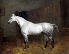 HARRY HALL (1814-1882) British Portrait of a Dappled Grey in a Stable Oil on canvas Signed and dated