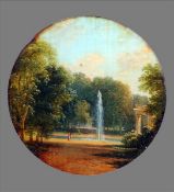 FRENCH SCHOOL (19th century) Figures Before a Fountain, in an Italianate Landscape Oil on copper 7.5