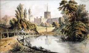 H. WILLIAMS (19th century) British St. Albans Watercolour Signed, titled and dated 1847 43 x 26.5