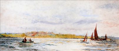 WILLIAM LIONEL WYLLIE (1851-1931) British Off Ryde, Isle of Wight Watercolour Signed 39.5 x 18.5