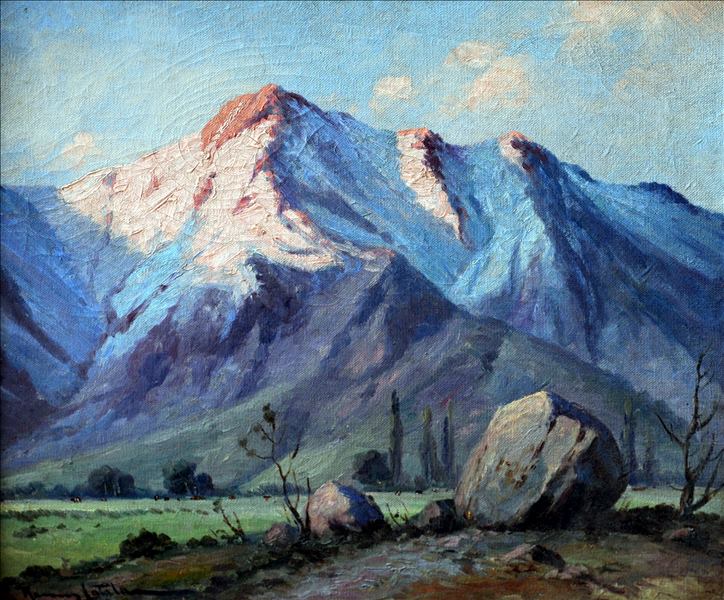 RAMOS CATALAN (born 1890) Chilean Figures on a Mountain Path and Mountainous Landscape Oils on