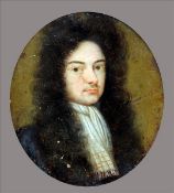 A late 17th century portrait miniature of a gentleman, by repute Lord Lennox Oil on copper, framed
