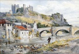 B. BINYON (19th century) British Richmond Castle Watercolour Signed, titled and dated 1885 34 x 24