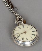 A 19th century silver pair cased verge fusee pocket watch by Bullingford, Liverpool With white