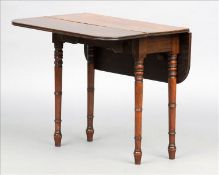 An early 19th century miniature mahogany Pembroke table The rounded rectangular top above an ebony