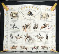 A Hermes silk scarf, Cadre Noir 90 cms wide. Generally in good condition, expected wear, in original