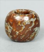 A 19th century Chinese naturalistically carved variegated hardstone brush washer Together with a