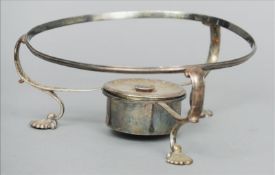 A George III silver chafing dish stand, hallmarked London 1774, maker`s mark of AF The plain band