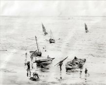 WILLIAM LIONEL WYLLIE (1851-1931) British Fishing Boats Returning Etching Signed in pencil to