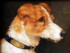 Manner of JOHN ARNOLD ALFRED WHEELER (1821-1903) British Portrait of a Terrier Oil on panel 24 x