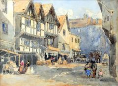 ROBERT McGOWN COVENTRY (1855-1914) Scottish Street Scene with Figures Watercolour Inscribed to mount