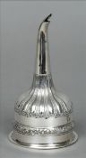 A George III silver wine funnel, hallmarked London 1818, maker`s mark of RB EB With a band of floral