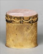 A 19th century Continental 800 silver box The hinged lid inset with a rose quartz panel above cast