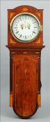 A 19th century Scottish mahogany longcase wall clock The inlaid arched hood enclosing a painted
